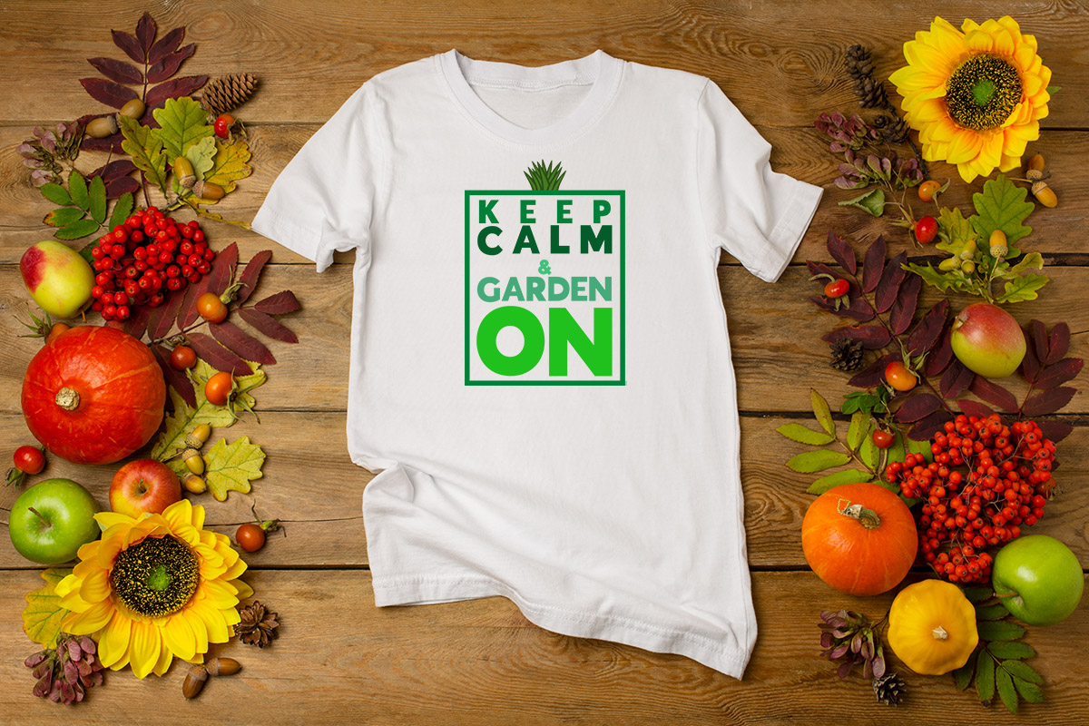Keep Calm and Garden On T-shirt Design https://organicgardeningeek.com